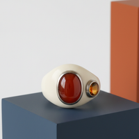 Cloud White Pebble Ring with Semi-Precious Stone