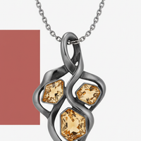 Citrine Accent Sculptural Pendant Necklace