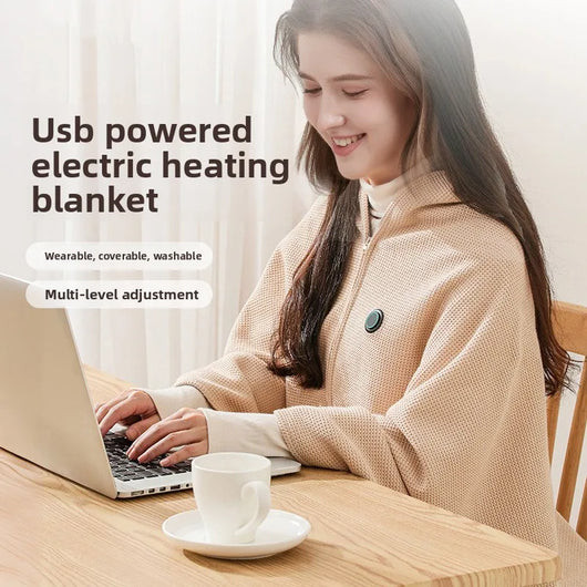 Cross-Border Explosion Washable USB Car Outdoor Camping Office Heating Blanket Warming Heating Blanket Shawl