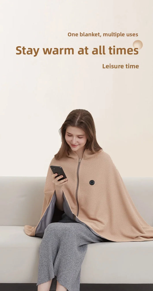 Cross-Border Explosion Washable USB Car Outdoor Camping Office Heating Blanket Warming Heating Blanket Shawl