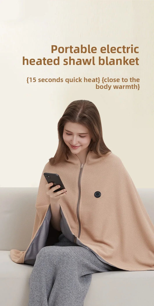 Cross-Border Explosion Washable USB Car Outdoor Camping Office Heating Blanket Warming Heating Blanket Shawl