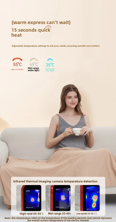 Cross-Border Explosion Washable USB Car Outdoor Camping Office Heating Blanket Warming Heating Blanket Shawl