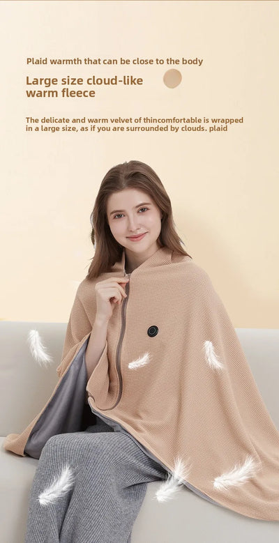 Cross-Border Explosion Washable USB Car Outdoor Camping Office Heating Blanket Warming Heating Blanket Shawl