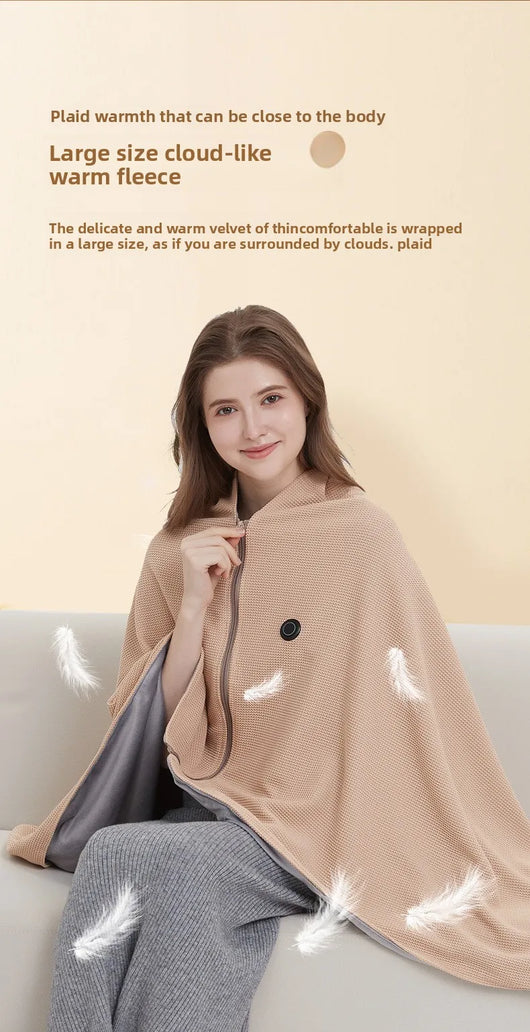Cross-Border Explosion Washable USB Car Outdoor Camping Office Heating Blanket Warming Heating Blanket Shawl