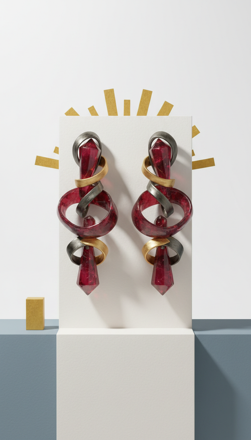 Sculpted Garnet Statement Earrings