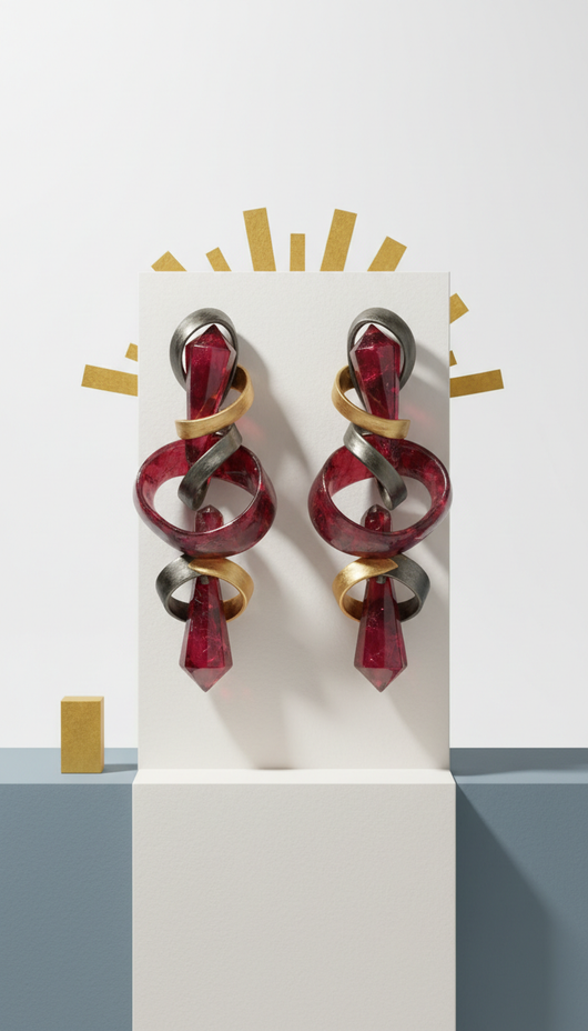 Sculpted Garnet Statement Earrings